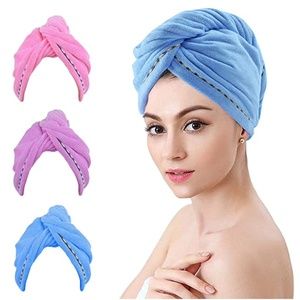 NEW 3 Pack MicrofiberTowel Wrap 11"x 26" Fast Drying Rose Red & Blue & Purple